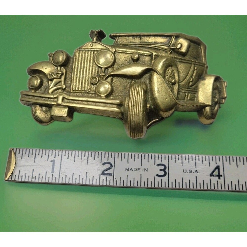 Vintage Solid Brass BARON BELT BUCKLE 1979 Rolls Royce Classic Car MCM 6152